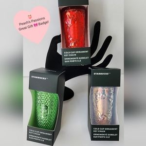 STARBUCKS Key Chain Gift Giving Christmas Ornament Bundle SET of 3 NWT!